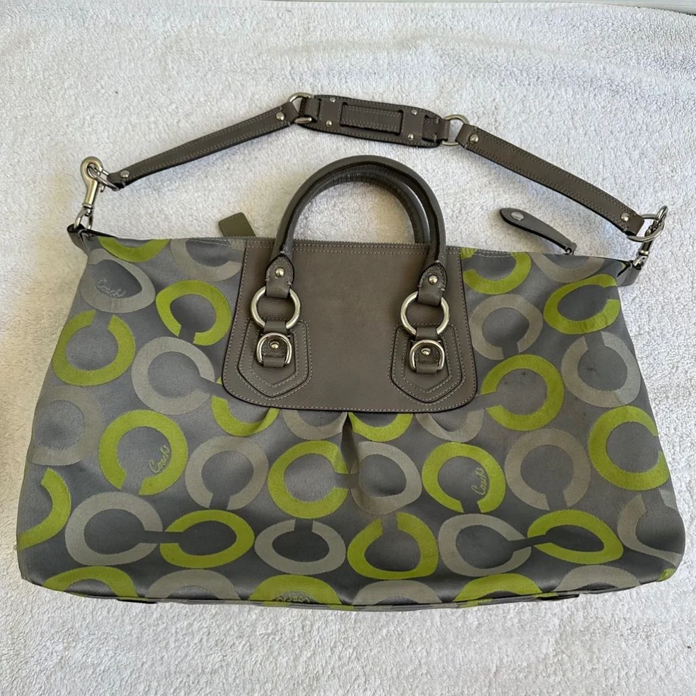 Coach Medium Gray and Green Handbag